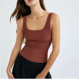 Babaton Aritzia Sculpt Knit Tank in Chocolate Opal